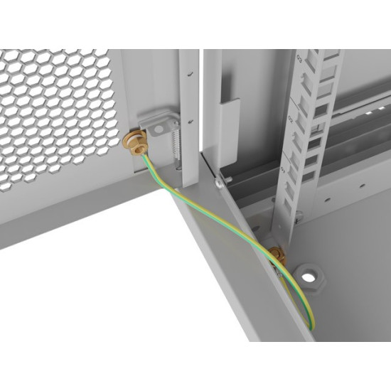 Szafa instalacyjna rack wisząca 19 cali 4U 600x450 drzwi perforowane (flat pack) szara
