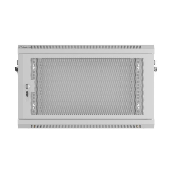 Szafa instalacyjna rack wisząca 19 cali 6U 600x450 drzwi perforowane (flat pack) szara
