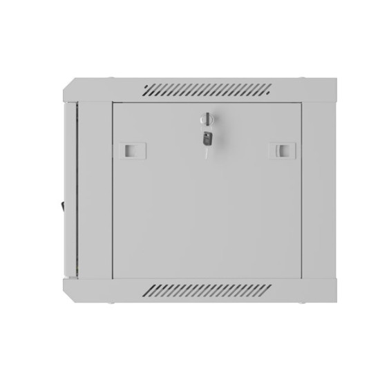 Szafa instalacyjna rack wisząca 19 cali 6U 600x450 drzwi perforowane (flat pack) szara