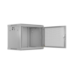 Szafa instalacyjna rack wisząca 19 cali 9U 600x450 drzwi perforowane (flat pack) szara