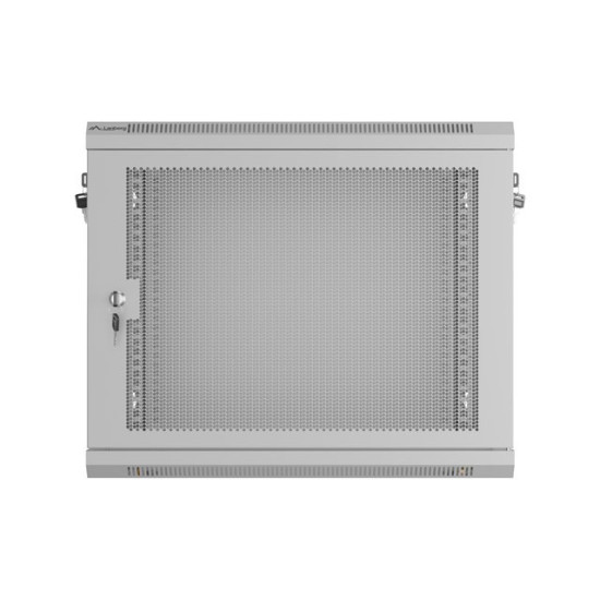 Szafa instalacyjna rack wisząca 19 cali 9U 600x450 drzwi perforowane (flat pack) szara
