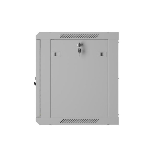 Szafa instalacyjna rack wisząca 19 cali 9U 600x450 drzwi perforowane (flat pack) szara