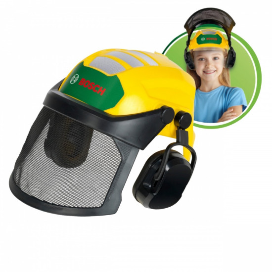 Zestaw drwala z piłą, przyłbicą i rękawicami