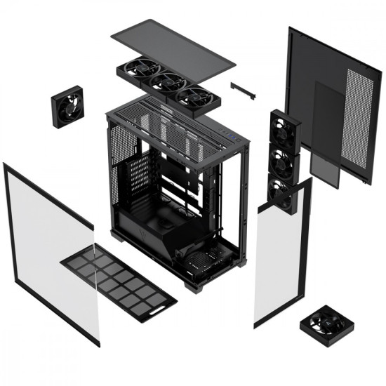 Obudowa PC VOLCANO STELLAR PLUS ARGB MIDI 8F Czarna