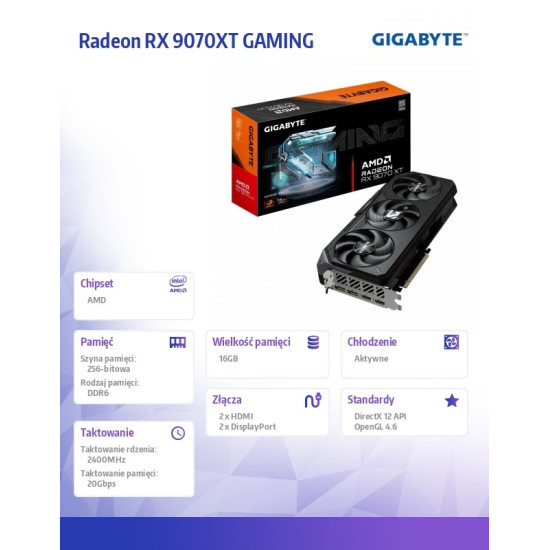 Karta graficzna Radeon RX 9070XT GAMING 16GB GDDR6 256bit DP/HDMI