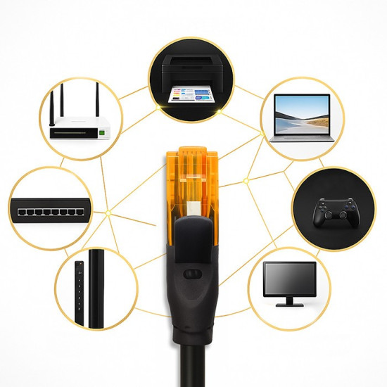 Kabel patchcord UTP | kat.6 | 2 x RJ-45 | High speed 1Gb/s |     Pozłacane styki | 30m | Czarny 