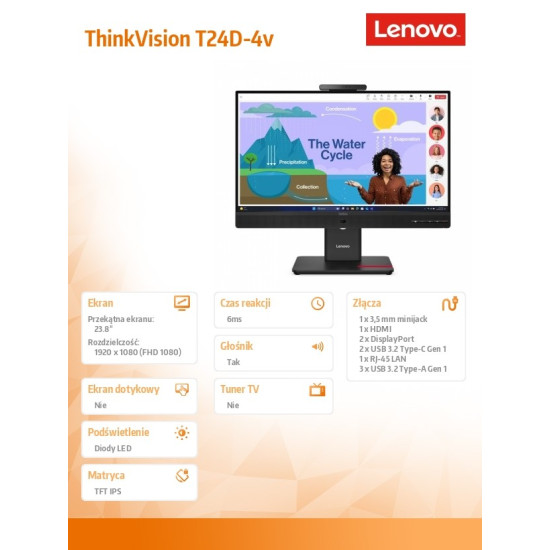 Monitor ThinkVision T24D-4v 24 cale 64B7UAT1EU 