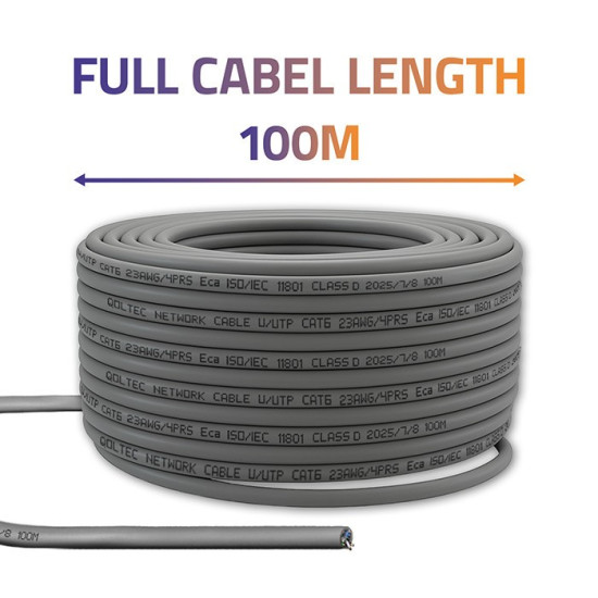 Kabel patchcord sieciowy skrętka UTP | Miedziany Cu | CAT6 | Highspeed 1Gb/s | LAN | 100m | Szary 