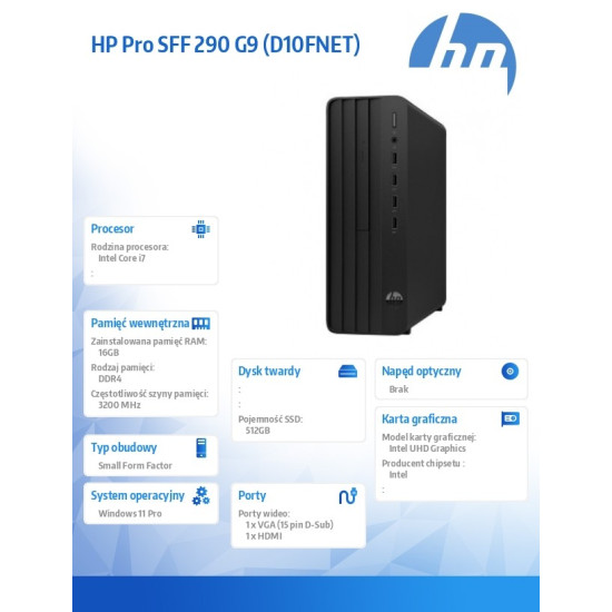 Komputer 290 SFF G9 i7-14700 512GB/16GB/Windows11Pro      D10FNET 