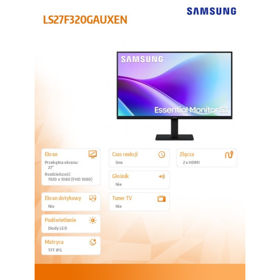Monitor 27 cali S32GF IPS 1920x1080 FHD 120Hz 16:9 2xHDMI 5-ms LS27F320GAUXEN 