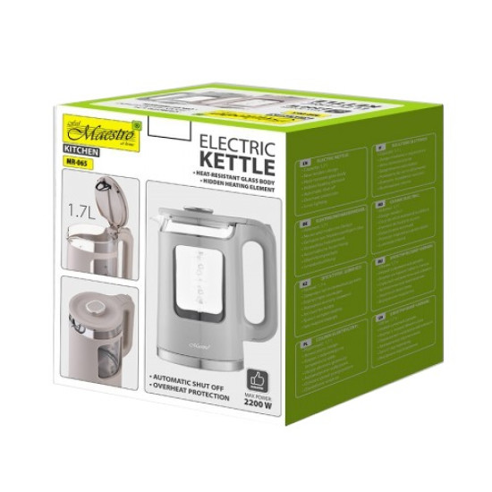 Czajnik elektryczny szklany 1,7l 2200W MR-065-GREY