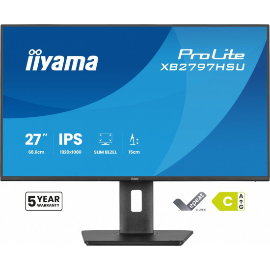 Monitor ProLite 27 cali XB2797HSU-B1 IPS,FHD,HDMI,DP,120Hz,2xUSBv3.2,        2xUSB-C, 350 CD, 2x2W, HAS 150/PIVOT