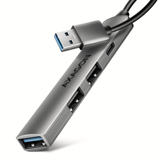 HUE-STA HUB 4-portowy 1x USB-A 5Gbps, 2x USB2.0 + 1x USB-C 2.0, 12cm kabel USB-A