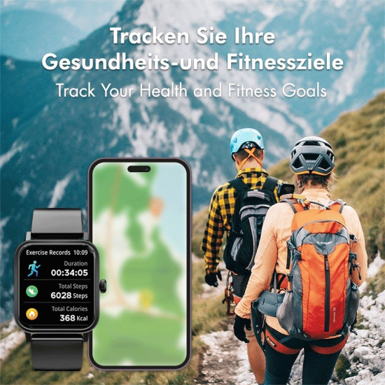 Smartwatch LCD, BT5.2 IP68, różowy 