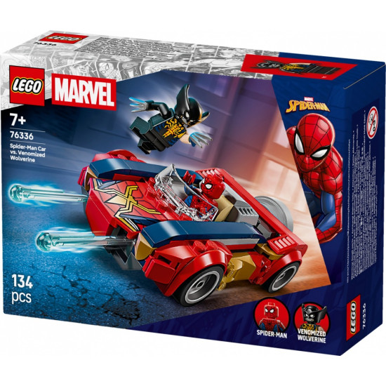 Klocki Super Heroes 76336 Spider-Man w samochodzie kontra zvenomowany Wolverine