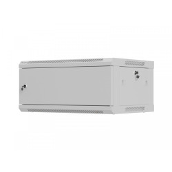 Szafa instalacyjna rack wisząca 19 cali 4U 600x450 szara drzwi metalowe (flat pack)