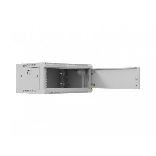Szafa instalacyjna rack wisząca 19 cali 4U 600x450 szara drzwi metalowe (flat pack)