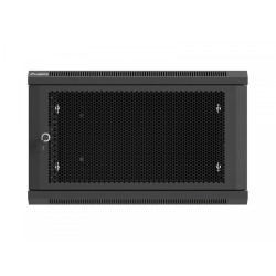 Szafa instalacyjna rack wisząca 19 cali 6U 600x600 czarna drzwi perforowane (flat pack) 