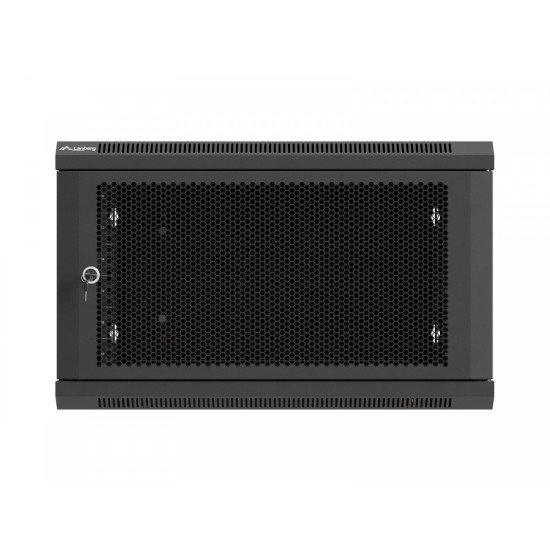 Szafa instalacyjna rack wisząca 19 cali 6U 600x600 czarna drzwi perforowane (flat pack) 