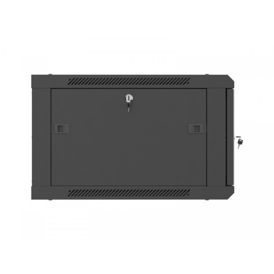 Szafa instalacyjna rack wisząca 19 cali 6U 600x600 czarna drzwi perforowane (flat pack) 