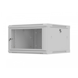 Szafa instalacyjna rack wisząca 19 cali 6U 600x600 szara drzwi perforowane (flat pack) 