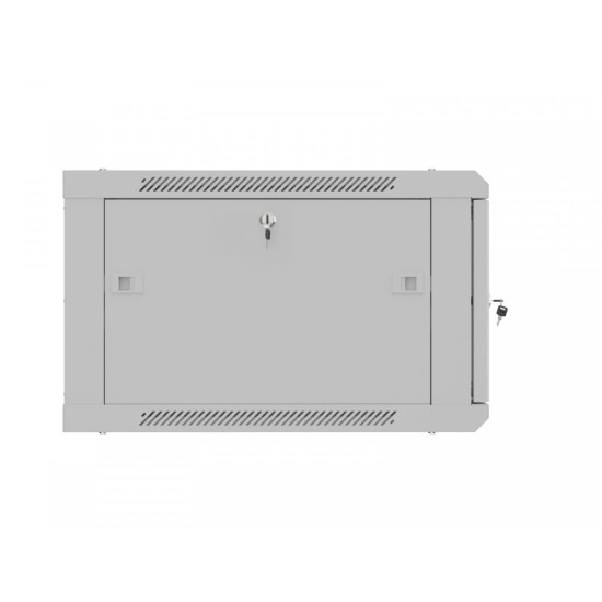 Szafa instalacyjna rack wisząca 19 cali 6U 600x600 szara drzwi perforowane (flat pack) 