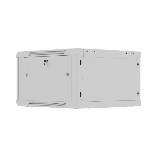 Szafa instalacyjna rack wisząca 19 cali 6U 600x600 szara drzwi perforowane (flat pack) 