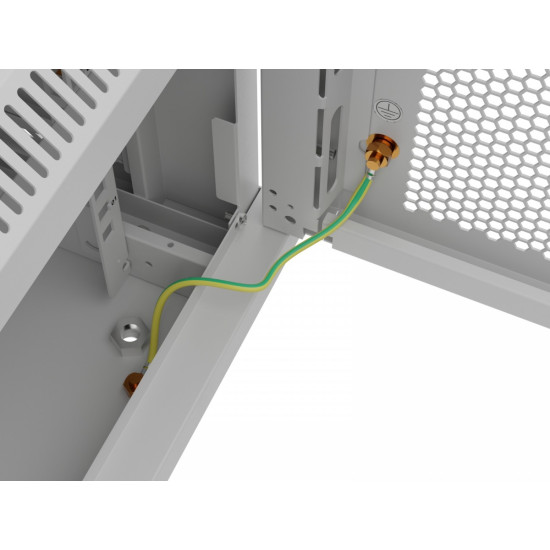 Szafa instalacyjna rack wisząca 19 cali 6U 600x600 szara drzwi perforowane (flat pack) 