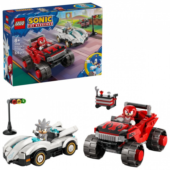 Klocki Sonic 77118 Silver w samochodzie kontra Knuckles w monster trucku