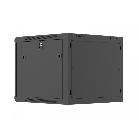 Szafa instalacyjna rack wisząca 19 cali 9U 600x600 czarna drzwi     perforownae ( flat pack) 