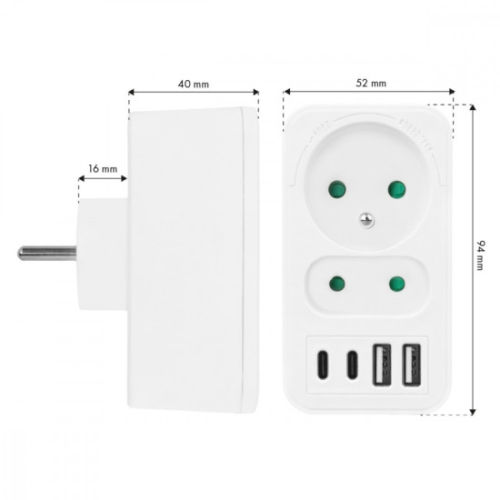 Rozdzielacz na 2 gniazda MCE249 F/W  2x USB-A 2x USB-C 
