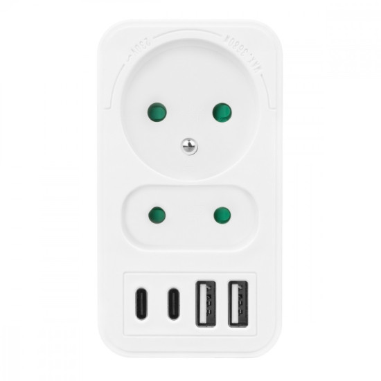 Rozdzielacz na 2 gniazda MCE249 F/W  2x USB-A 2x USB-C 