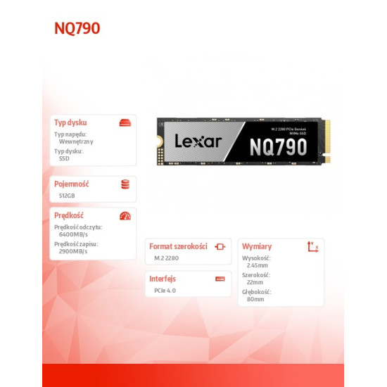Dysk SSD NQ790 512MB NVMe 4x4 2280 6400/2900MB/s 