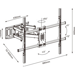 Uchwyt TV TB-854 do telewizora do 100 cali 65kg max VESA 800x600