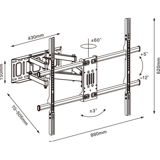 Uchwyt TV TB-854 do telewizora do 100 cali 65kg max VESA 800x600