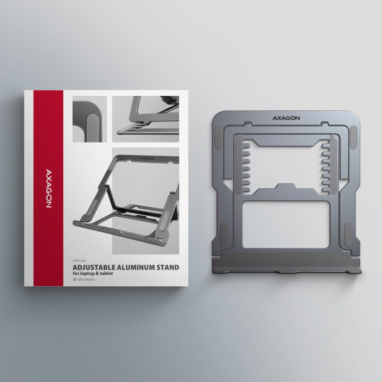 STND-LAG Podstawa do laptopów aluminiowa 10-17,3 cala 8 regulowanych pozycji, Szara