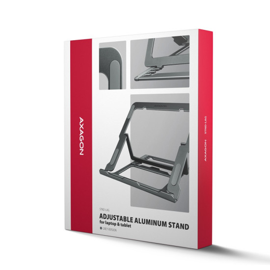 STND-LAG Podstawa do laptopów aluminiowa 10-17,3 cala 8 regulowanych pozycji, Szara