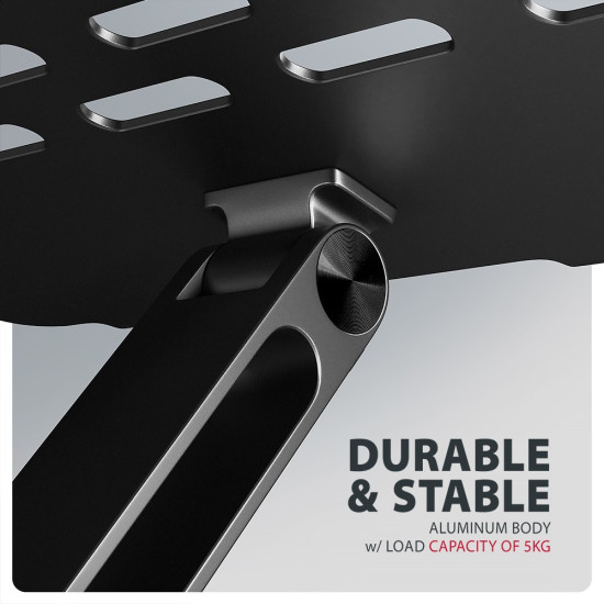 STND-LQB Podstawka do laptopów aluminiowa 10-17,3 cala regulowane kąty nachylenia, Czarna