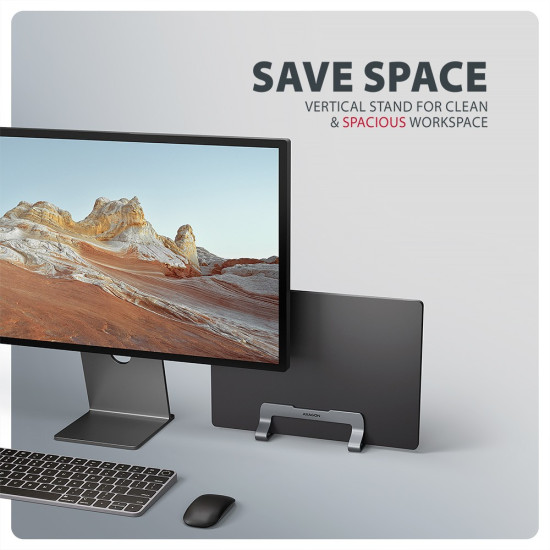 STND-VG Podstawa do laptopów aluminiowa 10-17,3 cala pionowa, Szara