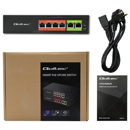 Przełącznik sieciowy SWITCH FAST Ethernet PoE | 4x RJ45 |  2x    RJ45 Uplink | 65W | 10/100Mb/s 