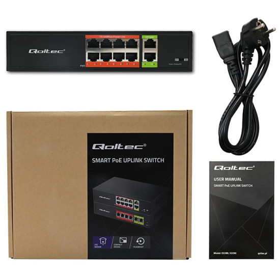 Przełącznik sieciowy SWITCH FAST Ethernet PoE | 8x RJ45 |  2x RJ45 Uplink | 120W | 10/100 Mb/s 