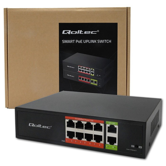 Przełącznik sieciowy SWITCH FAST Ethernet PoE | 8x RJ45 |  2x RJ45 Uplink | 120W | 10/100 Mb/s 