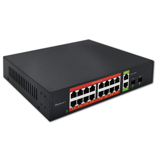 Przełącznik sieciowy SWITCH Gigabit Ethernet PoE | 16x RJ45 | 2x RJ45 Uplink | 2x SFP | 1000 Mb/s 