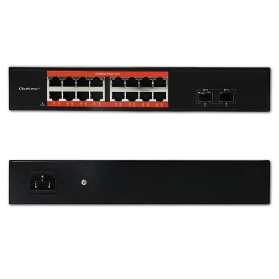 Przełącznik sieciowy SWITCH Gigabit Ethernet PoE | 16x RJ45 | 2x SFP | 1000 Mb/s 