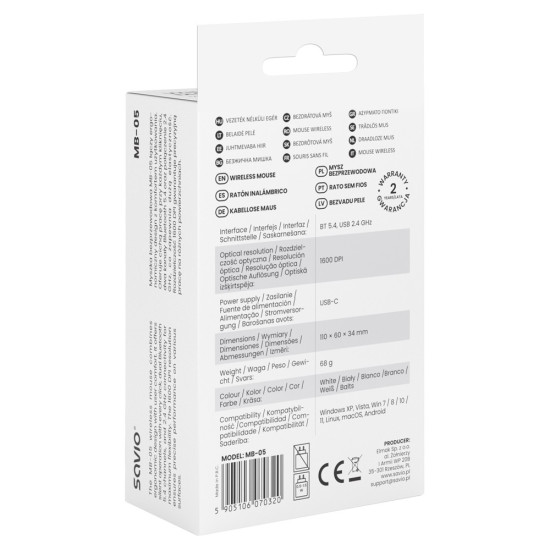Mysz bezprzewodowa MB-05 2.4 GHz Biała