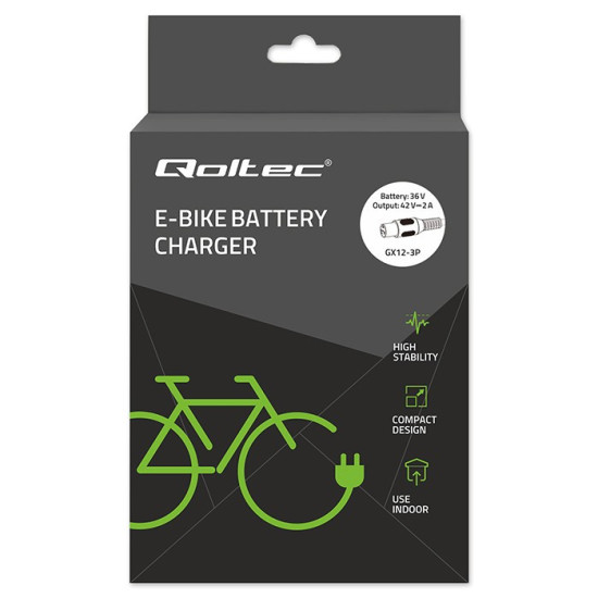 Ładowarka do roweru elektrycznego 36V | 42V | 2A | GX12-3Pin + kabel zasilający 