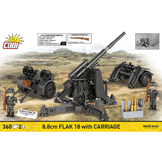 Klocki 8.8 cm Flak z wózkiem 360 klocków