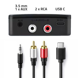 Bezprzewodowy transmiter odbiornik Audio HiFi Home&Car | Bluetooth 6.0 | NFC | 2 x RCA | 1 x AUX MiniJack 3.5mm | Mikrofon 