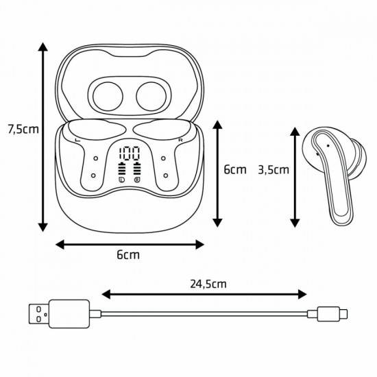 Słuchawki bezprzewodowe AC591 PRO ANC , ENC, 6 mikrofonów, etui ładujące