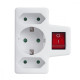 Gniazdko 1x16A 2x2.5A Schuko MCE215 z włącznikiem/wyłącznikiem, maks obciążenie 3680W, 2x wtyczka euro, 1x schuko 